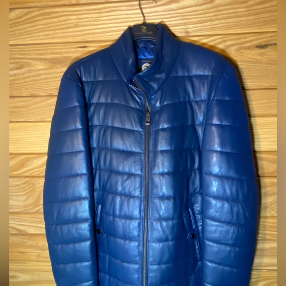 Giorgio Di Mare Dark Blue Leather Jacket : Medium Size - Picture 2 of 12